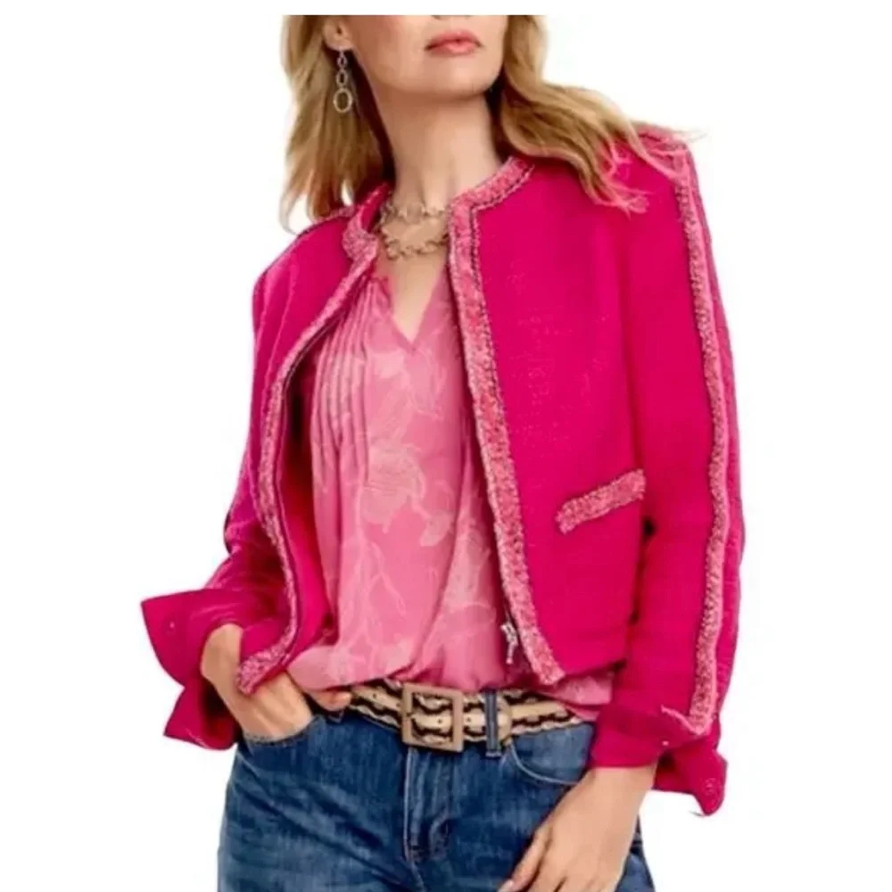 Cabi womens tweed ballroom cropped collarless blazer size medium - Picture 1 of 5